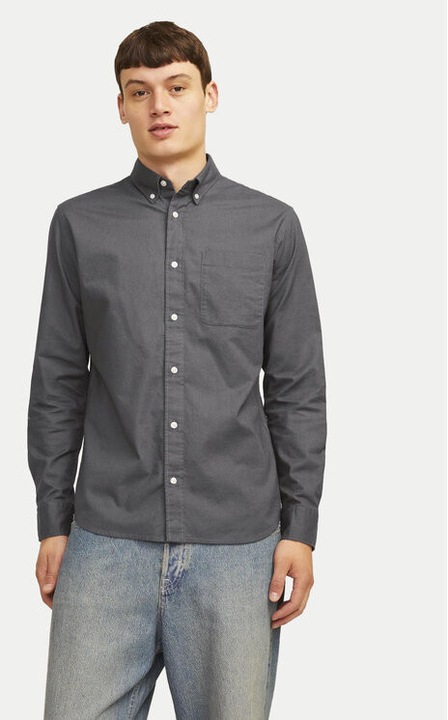 Мъжка риза, Jack and Jones, 304516078, Органичен памук, Сив, Сив