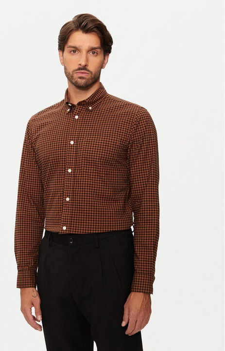 Férfi ing, Jack and Jones, 304516276, Biopamut, Barna, Barna
