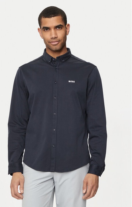 Camasa barbati, Boss, 303676889, Bumbac, Albastru, Albastru