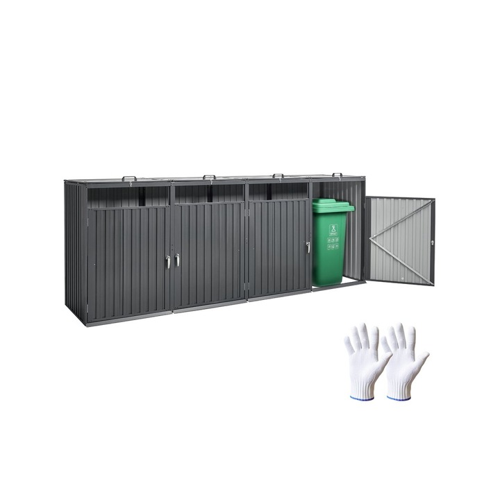 Cos de gunoi, Modular, Capacitate 4 x 52, 79 Gal, Rezistent la intemperii, Usor de curatat, Ideal pentru exterior