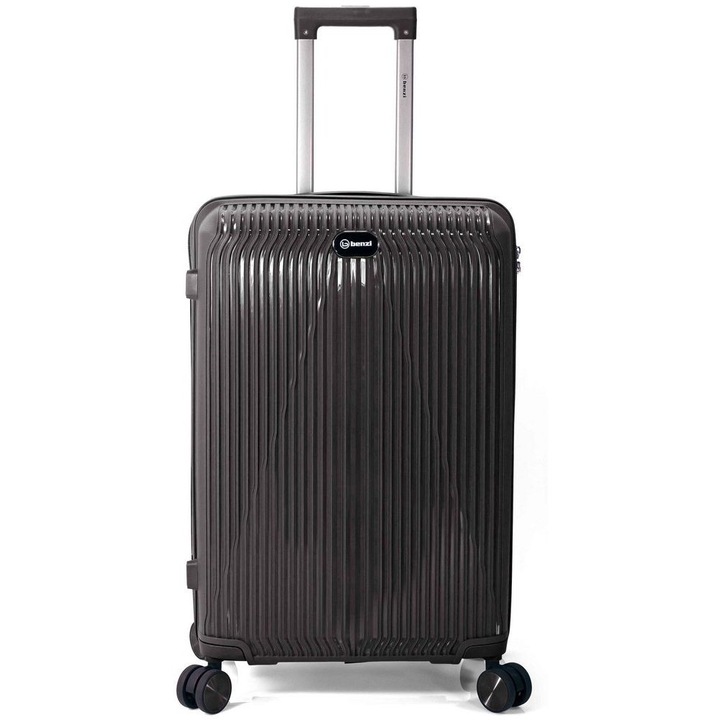 Troler de cabina Benzi BZ 5819, 55x33x19 cm, bagaj de mana, polipropilena, cifru, 4 roti 360°, negru