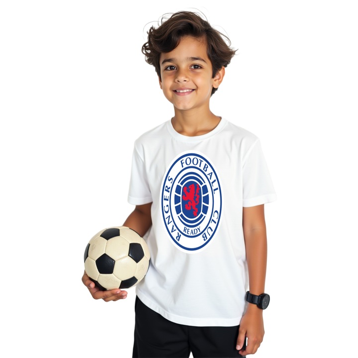 Tricou Sportiv copii Rangers FC, Alb