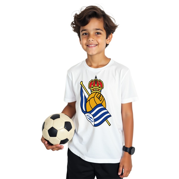 Tricou Sportiv copii Real Sociedad, Alb