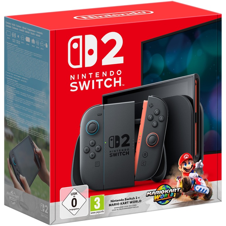 Конзола Nintendo Switch 2, Light Blue/Light Red JoyCon + Игра Mario Kart World Bundle