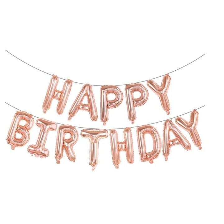 Комплект фолиеви балони Cyrax, Happy Birthday, 40 см, розово злато