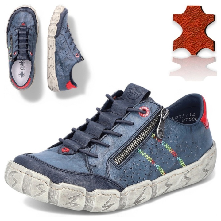 Дамски обувки RIEKER, кожа, сини