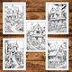 Kifestőkönyv felnőtteknek, 50 illusztráció, Festői házak, 106 oldal