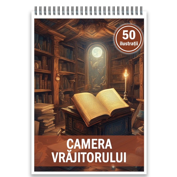 Carte de colorat, 50 de ilustratii, Camera Vrajitorului, 106 pagini