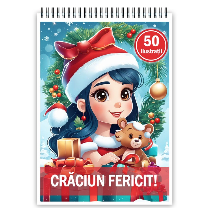 Carte de colorat, 50 de ilustratii, Craciun Fericit, 106 pagini, Format: A5, Editura Cadouri Legendare