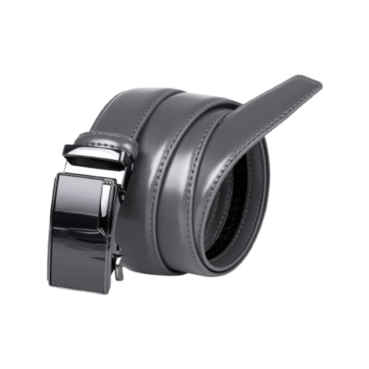 Мъжки колан, CezMar, 3 см, Костюм, Естествена кожа, 107-125 см, Сив, Автоматична катарама W08