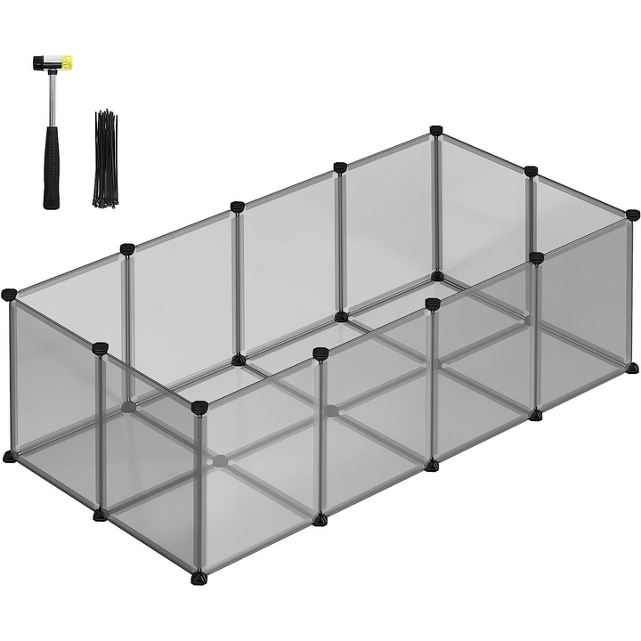 Tarc pentru animale mici, SONGMICS, cu panouri din plastic, 143x73x46cm