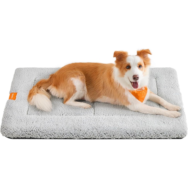 Culcus pentru caini si pisici Feandrea, antiderapant, 105x70 cm, gri deschis