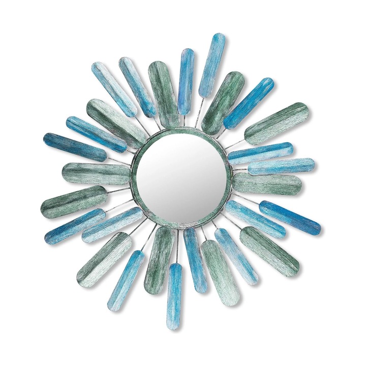 Decoratiune perete 891TNL1575, metal, 75x5x75 cm, albastru/verde