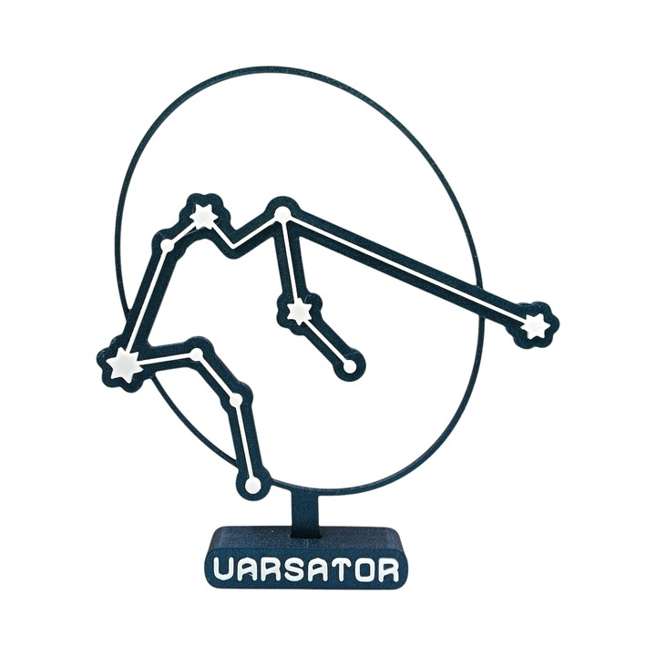 Constelatie 3D din Bioplastic PLA Premium, Decor Zodiac Inedit, Semn Astrologie pentru Zodia Varsator, Albastru Cosmic, Suport Inclus