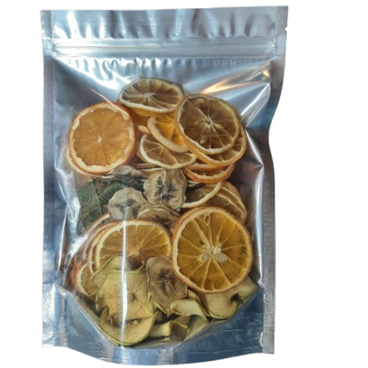 Dehidratált, szárított, dekoratív gyümölcsök, Mix – Narancs, Kiwi, Banán, Citrom, Alma, Aromelaborcanel aromák, kézzel készített, nem élelmiszertermék, 100g