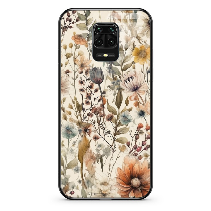 Husa din sticla imprimata pentru Telefon Xiaomi Redmi Note 9S, Tema Pajiste bej, [TIF 05A]