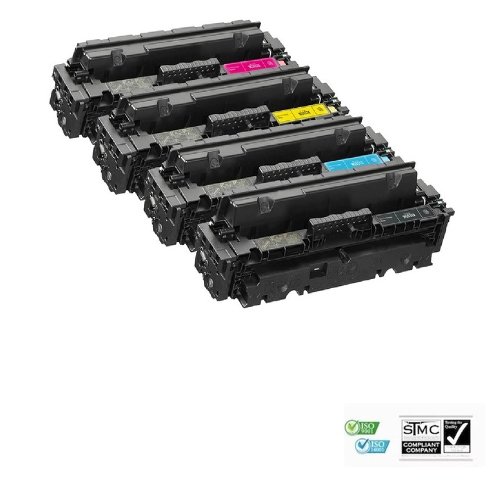 Set 4 tonere compatibile HP 415X W2030X, W2031X, W2032X, W2033X cu cip, negru, cyan, galben, magenta, 25500 pagini pentru HP COLOR LASERJET PRO M454DN, PRO M454DW, MFP M479DW, MFP M479FDN, PRO MFP M479FDW, PRO MFP M479FNW