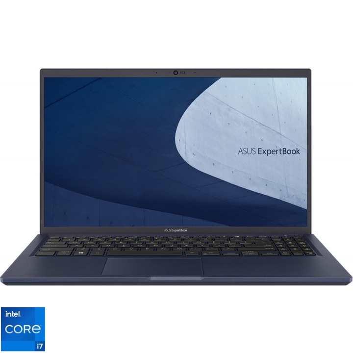 Laptop ultra-portabil ASUS ExpertBook B1, 15.6 ", FHD, Intel Core i7-1255U, 10 cores, 32GB DDR4, 1TB SSD, Intel Intel Iris Xe Graphics, no os, star black, DDR4
