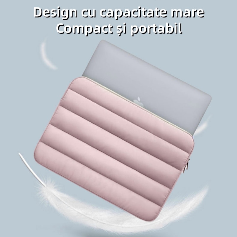 Geanta pentru laptop, 15,6 inchi, captuseala de plus, impermeabila si rezistenta la uzura, la moda si versatila, roz