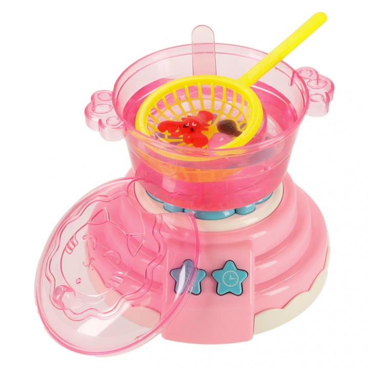 Set creativ pentru copii, Ikonka, cu Aparat de solidificat figurine in matrite 3D, cu efecte sonore si luminoase, 62 accesorii, dimensiune 24 x 18 x 18 cm, Magic Kitchen Pink