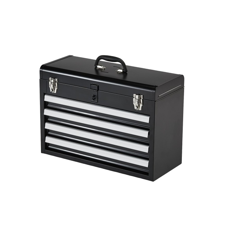 Cutie scule portabila din metal, 20, 5 inch, cu organizator 4 sertare, Rezistenta, Compacta, Usor de transportat