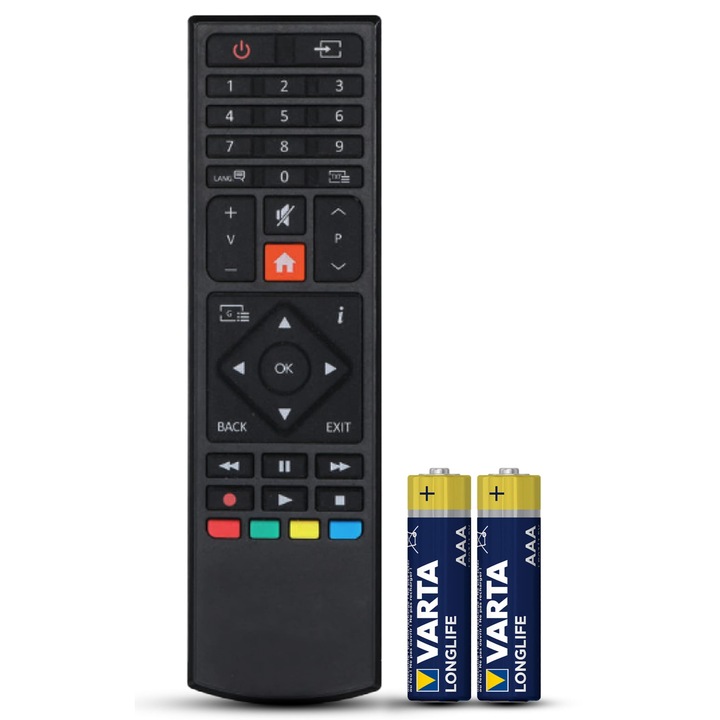 Telecomanda compatibila cu Horizon 24HL6100H/B/32HL6300H/B/RC39170, TEMIX®, Negru, baterii incluse