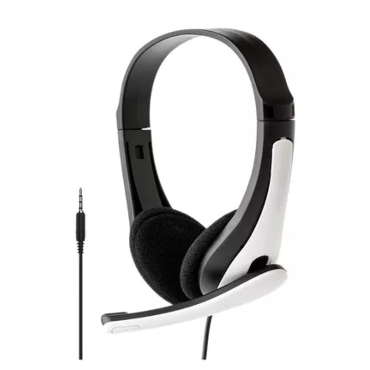 Casti gaming pentru notebooks, telefoane, tablete, PS4, Xbox One, microfon cu anulare a zgomotului, jack 3, 5 mm, Alb