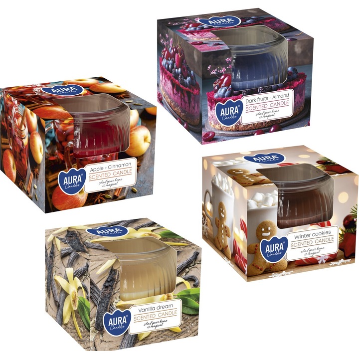 Комплект от 4 броя ароматизирани свещи в стъкло BISPOL 18H