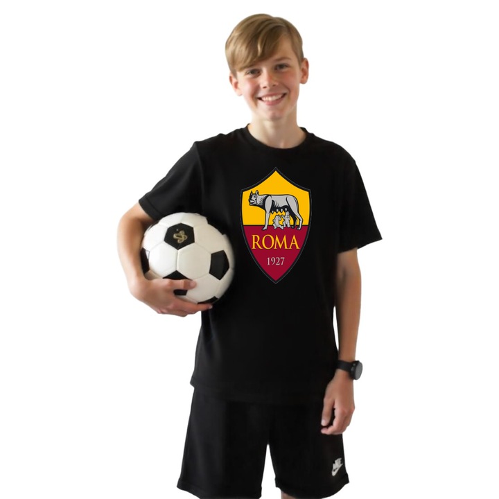 Tricou Sportiv copii As Roma, Negru