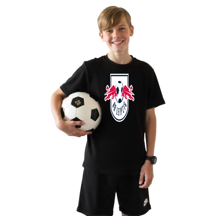 Tricou Sportiv copii RB Leipzig, Negru