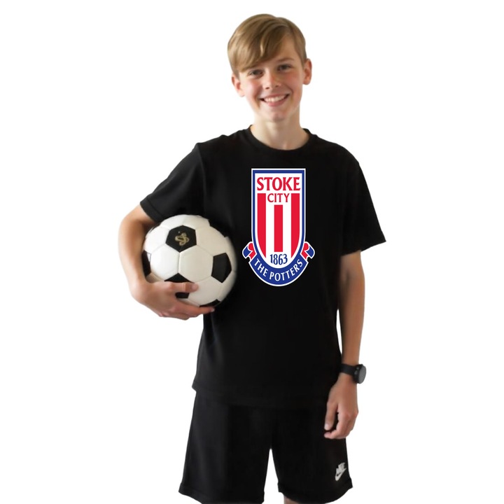 Tricou Sportiv copii Stoke City, Negru