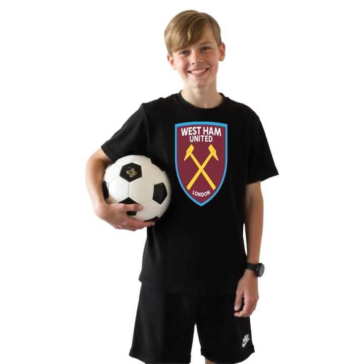 Tricou Sportiv copii West Ham United, Negru