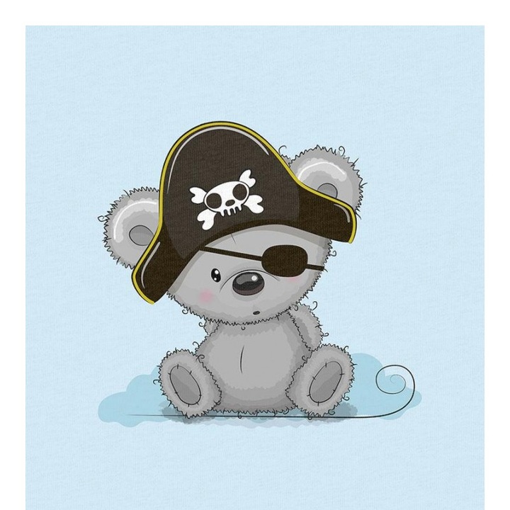 Material textil, Panou din tricot french terry 40x50 cm Urs pirat, bumbac 95%, elastan 5%