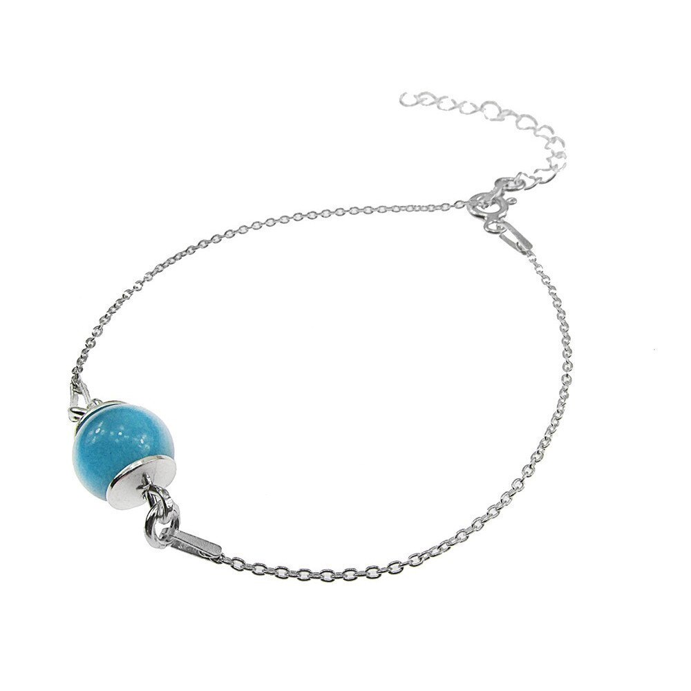 Bratara argint cu angelit, GlamBazaar, 16.5 cm, cu Angelit, Bleu, tip bratara de argint 925 cu pietre naturale