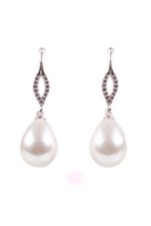 Cercei Argint White Drop Bijouxmania