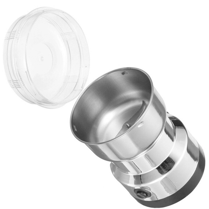 Rasnita electrica pentru cereale/condimente/nuci, inox, protectie la suprasarcina, set