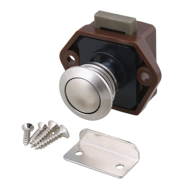 Kulcs nélküli zár szekrényhez, KkvoGmle, cink ötvözet, 15-27 mm, barna