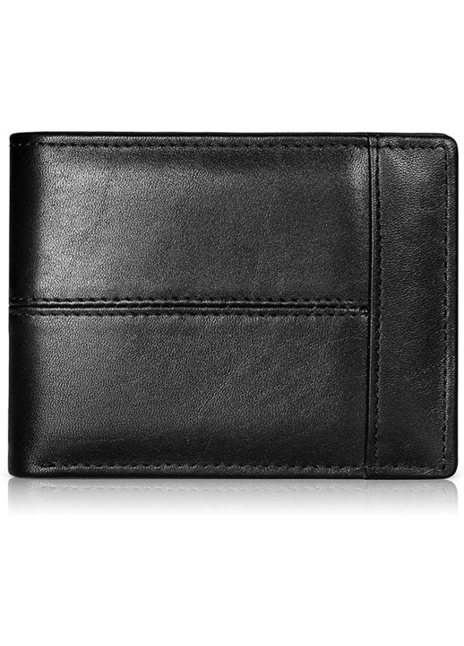 Мъжки портфейл, естествена кожа, RFID, 10x7 см, черен, подаръчен комплект