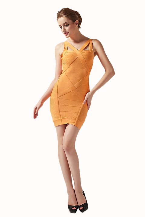 Regina's Desire - Pántos Narancssárga Bandage Ruha - S