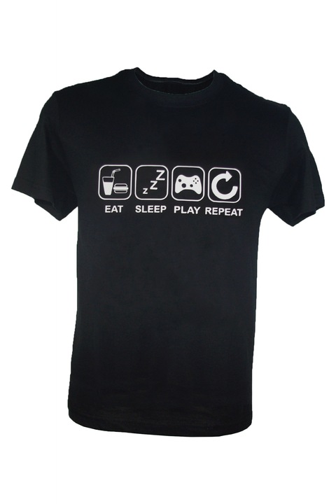 Tricou Eat Sleep Play Repeat, Negru