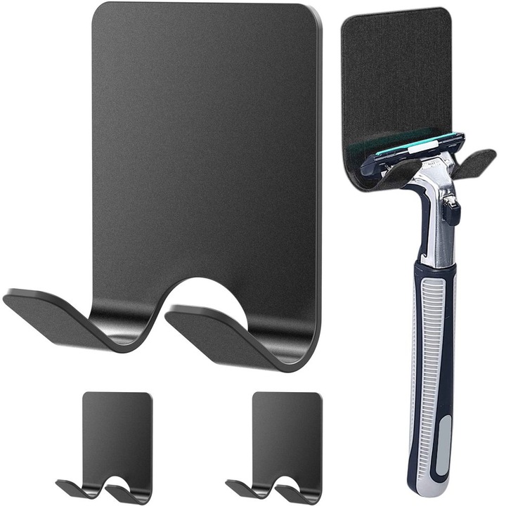 Suport pentru aparat ras, AMRINUGL, set de 3, inox, design cu carlige duble, rezistent la apa