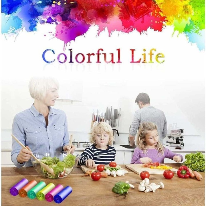 Saci menajeri AMRINUGL, set 150 buc, 4 gal, design discret, rezistenta extra, dimensiune convenabila