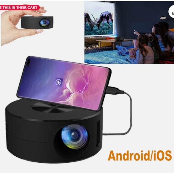 Proiector mini portabil, pentru copii, set de proiector video pentru filme acasa, dimensiuni mici