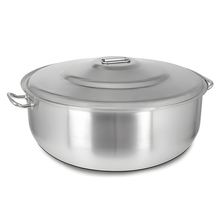 Oala profesionala inox cu capac si 2 manere capacitate 40 l Ideal Inox dimensiuni cm 55x20 (H)