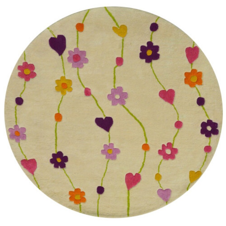 Bakero Covor Dětský koberec Kids Flowers beige round (150x150 cm)