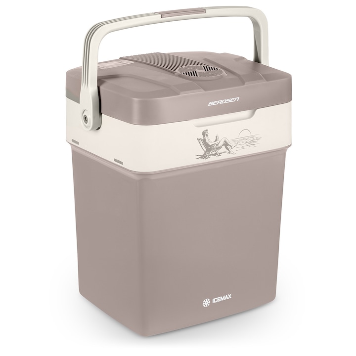 Berdsen Icemax 29 литра охладител за пътуване/къмпинг, ECO, 41x30x48.5cm, тъмносив, комплект с 2 захранващи кабела