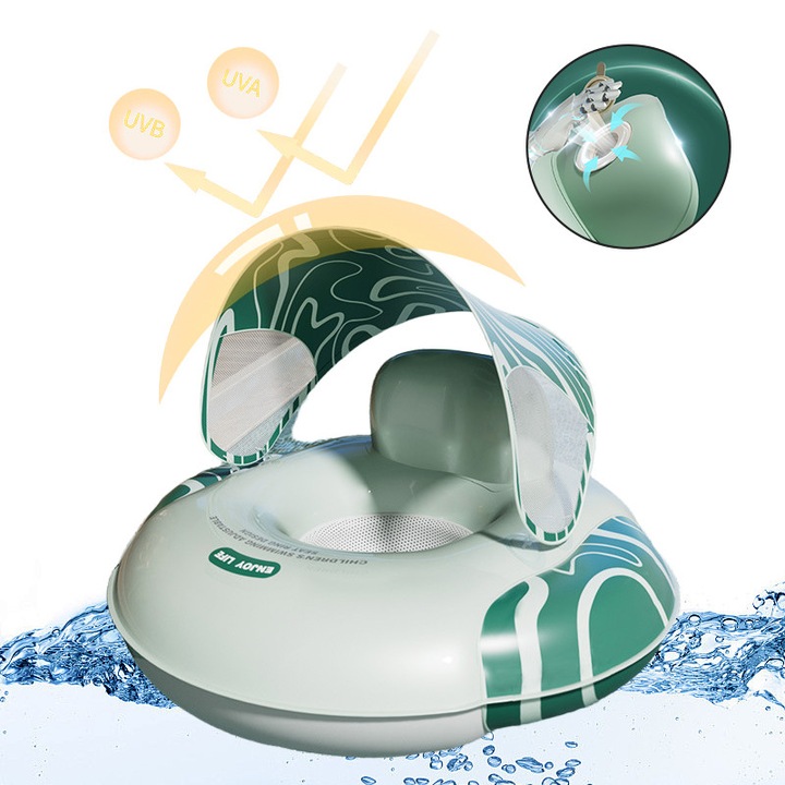 Colac inot pentru bebelusi si copii，1-6 ani- Umflare rapida prin apasare, aripi laterale largi anti-rasturnare, suport ergonomic ce previn inclinarea dorsala, canopy detasabil cu protectie UV, potrivita pentru piscine, bazine si baie