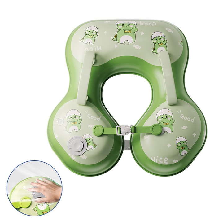 Пояс за плуване за бебета и деца, 0-3 години, Моментално надуване чрез натискане, гладка вътрешна стена, ергономичен подлакътник, който предотвратява задушаване, подходящ за: баня, плаж, басейн и дейности на открито