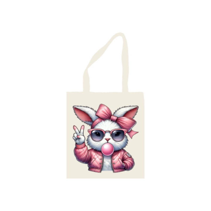 DTF pamut táska, 41 cm x 36 cm, Nyuszi mintás