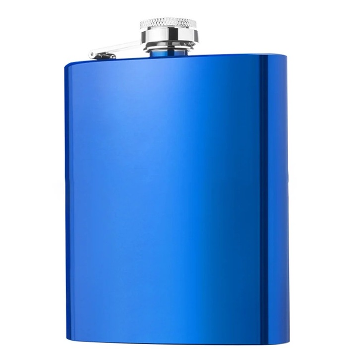 Силна бутилка, 6oz, неръждаема стомана, синя